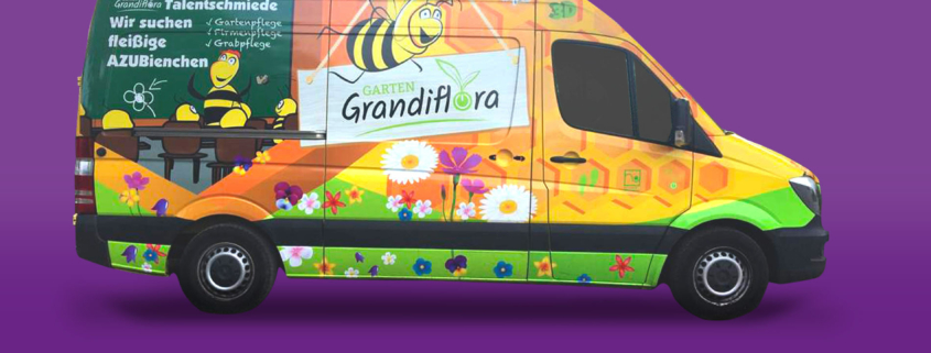 Design Fahrzeugbeschriftung Grandiflora, Agenturauftrag 3B